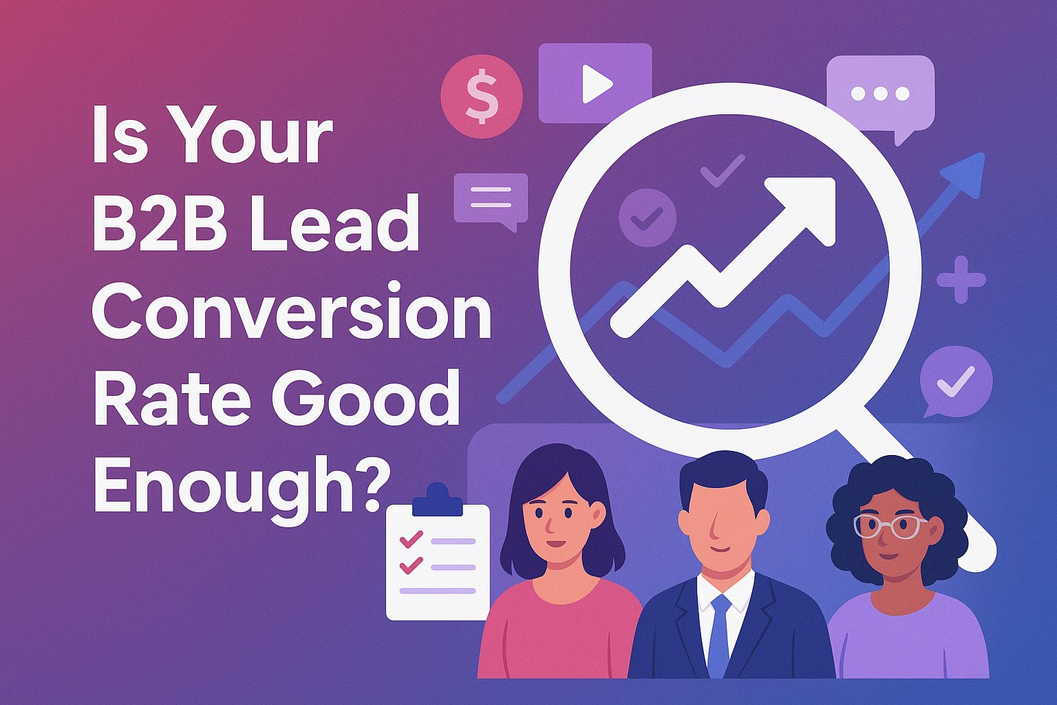 Blog cover with bold text, people icons, charts, and an upward arrow