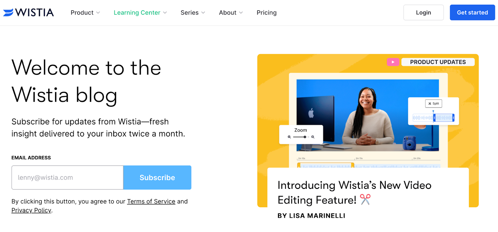 Wistia blog homepage