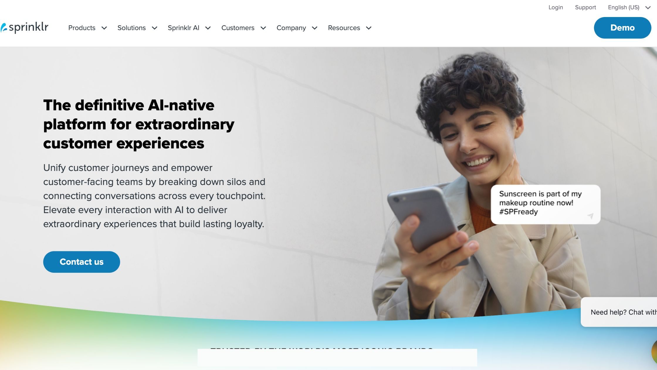 sprinklr home page screenshot