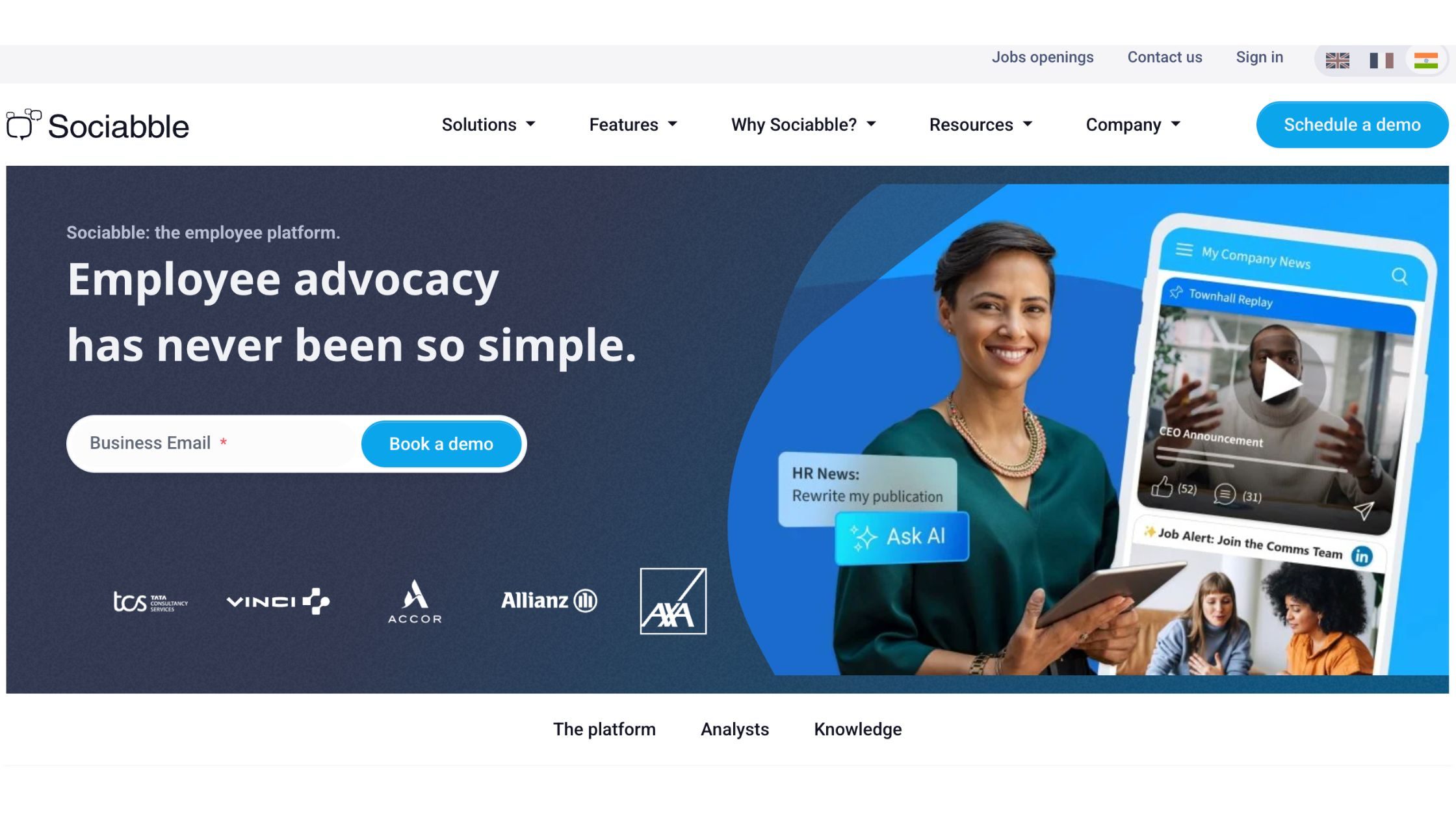 Sociabble home page screenshot