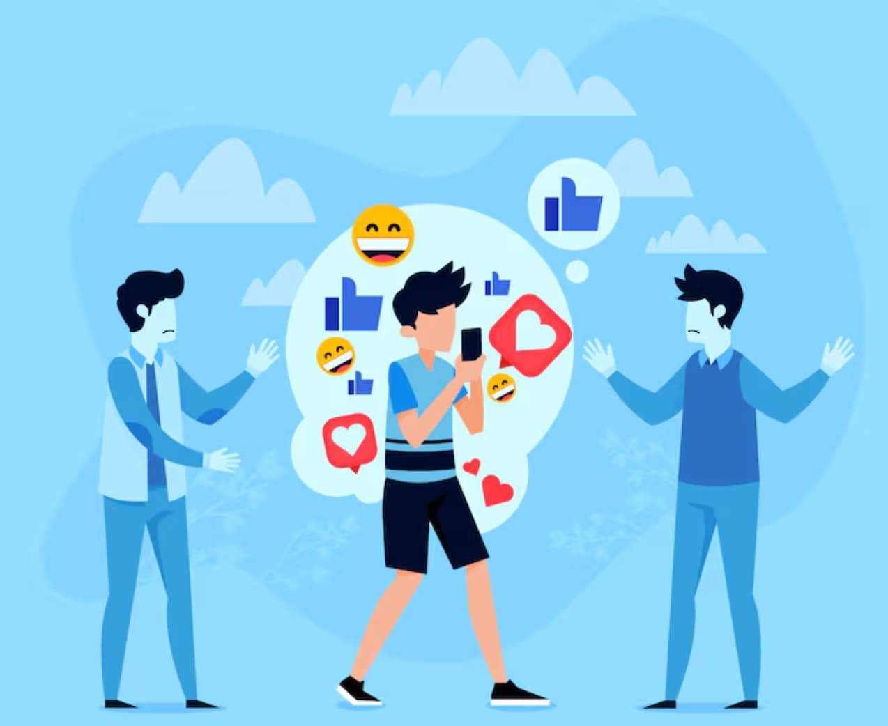 illustration of three boys providing social proof