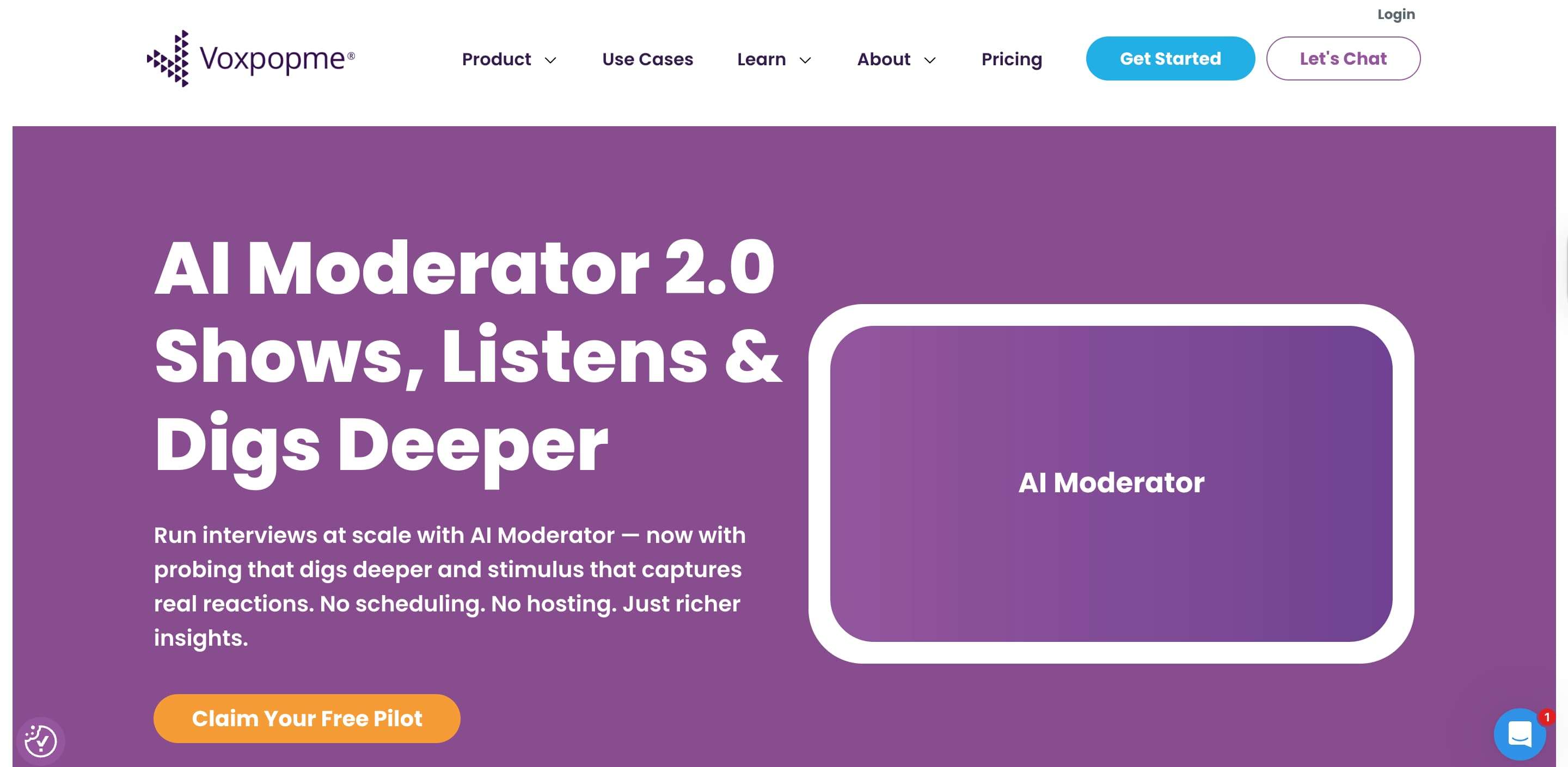 Screenshot of voxpopme homepage